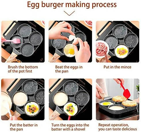 Four-hole Frying Non-stick Pan Thickened - Omelet Pan Egg Pancake Steak Pan Cooking Egg Breakfast Maker Cookware