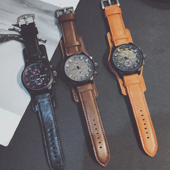 Vintage Classic Men's Waterproof Quartz Watch Leather Strap Date Display