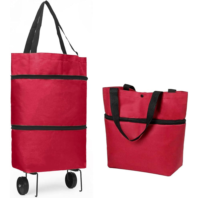 Shopping Bag on Wheels, Foldable Shopping Trolley Bag, Oxford Cloth Grocery Trolley Portable Shopping Bags for Trolley