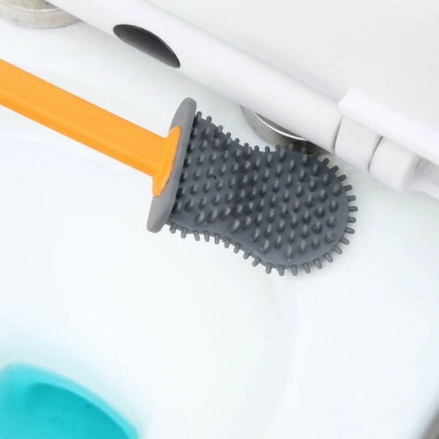 Silicone shell shape toilet brush, Deep Cleaner Silicone Toilet Brush with Flexible Bristles, Wall Mounting