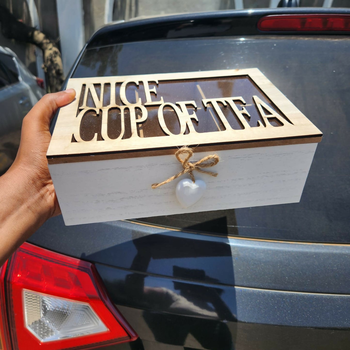 New wooden tea bag holder-Material wooden and transparent glass top