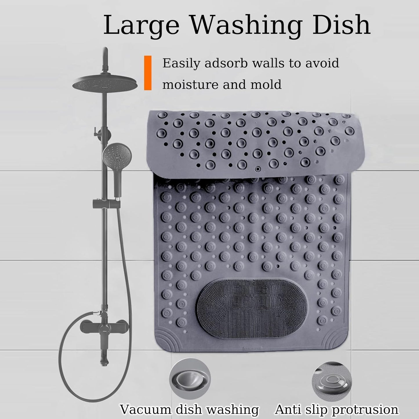 Non-Slip PVC Bathtub Shower Mat with Suction Cups 36x70cm
