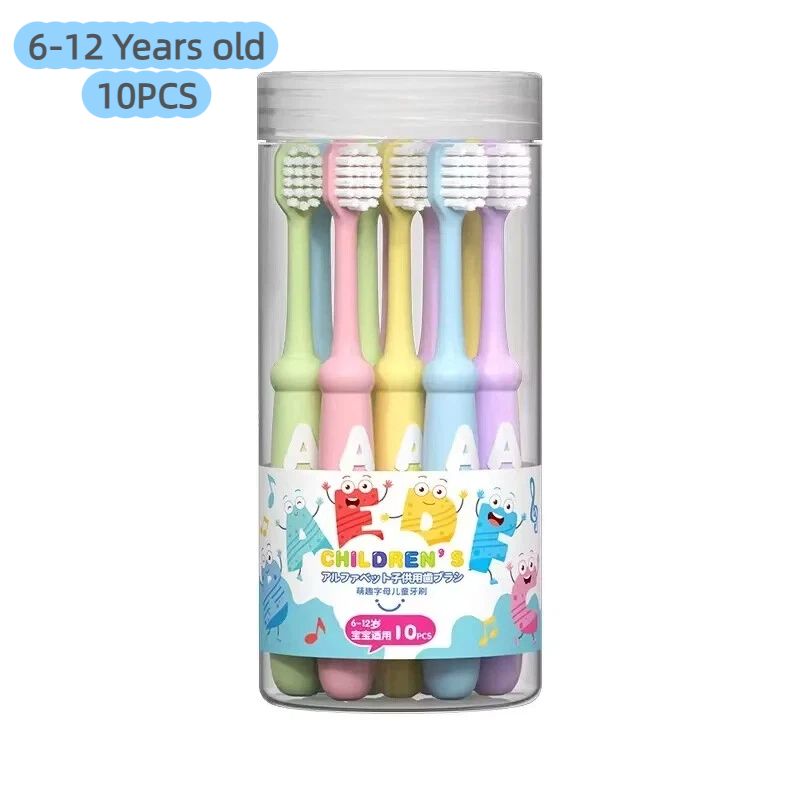 10Pcs Soft Bristle Kids Toothbrush Cartoon Alphabet Set 2-12 Years