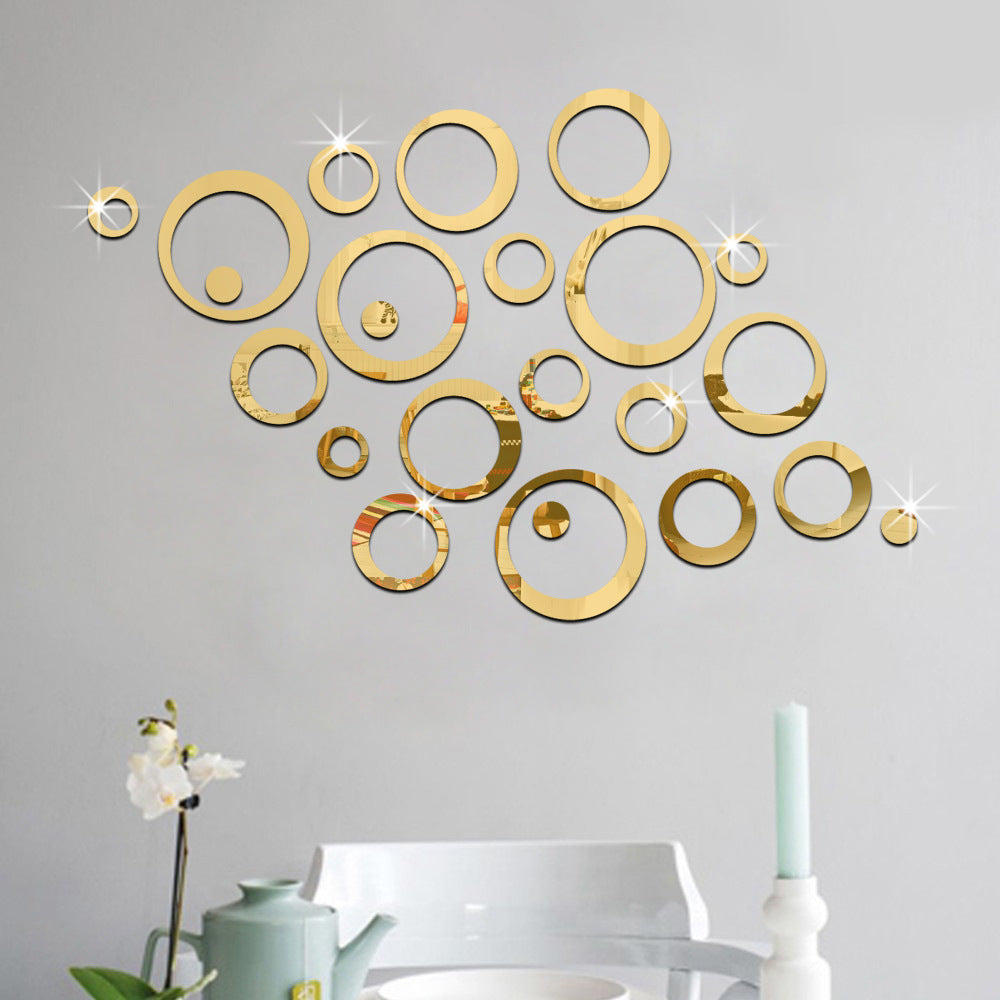 24Pcs 3D DIY Acrylic Mirror Wall Decal Sticker Set