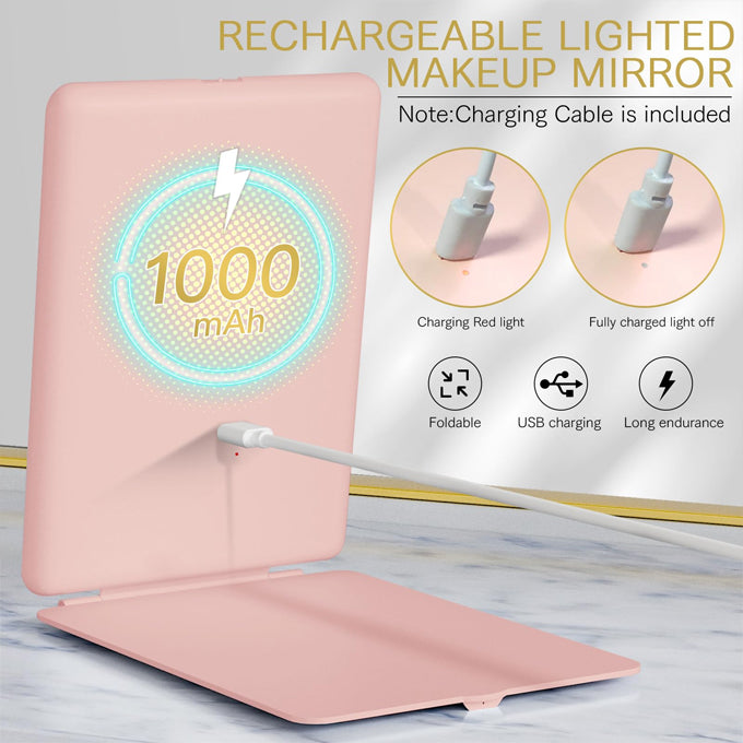 Lighted Makeup Mirror Travel Mirror Compact Slim LED Vanity Mirror with Lights