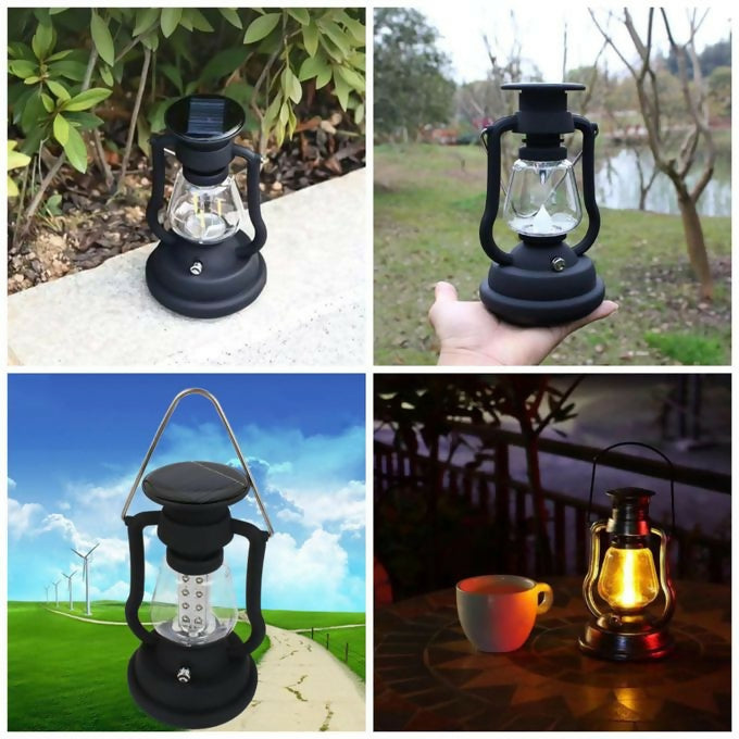 3-in-1 Solar Rechargeable Lantern Lamp โ LED Light with Manual Crank & USB Charging for Camping, Power Outages & Emergency Use