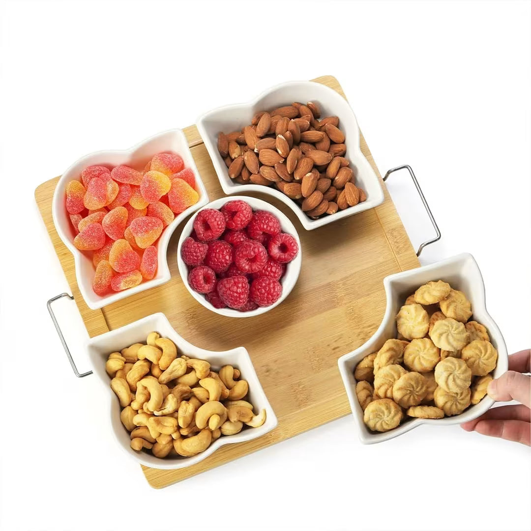5 Grid Ceramic Snack Tray