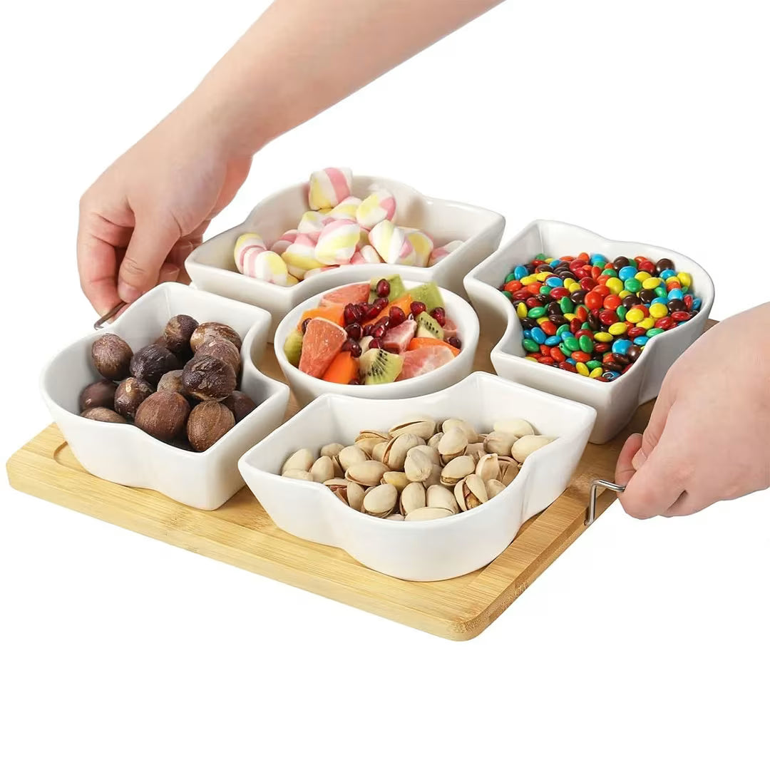5 Grid Ceramic Snack Tray