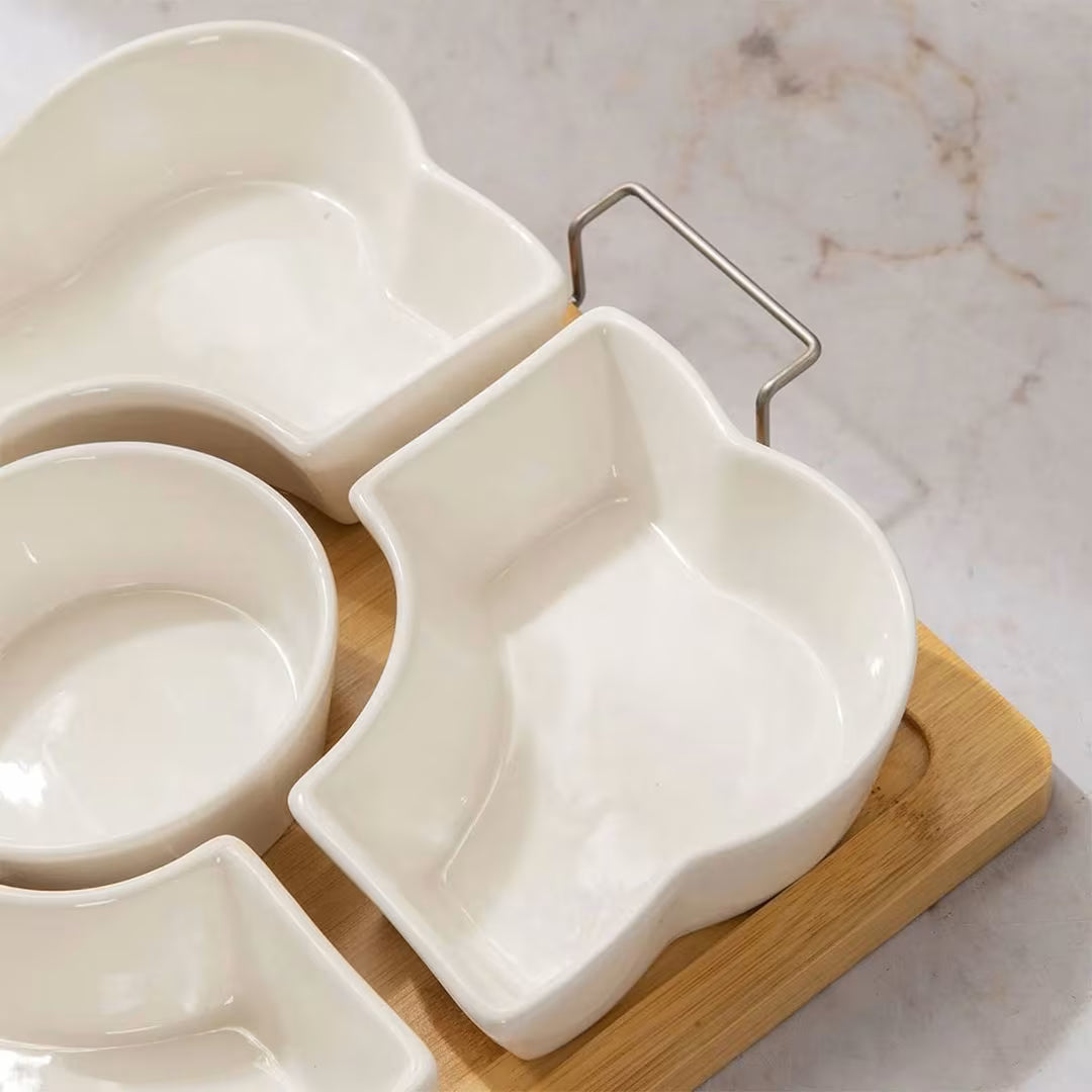 5 Grid Ceramic Snack Tray