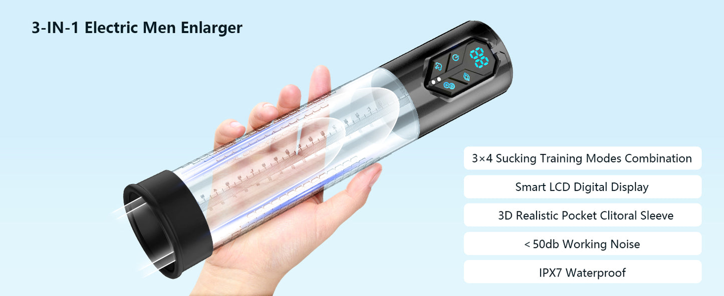 HESEKS Vacuum Sucking Electric Penis Pump Air Water Penis Extender Dick Training Automatic Male Masturbator Sex Toy for Men 18+