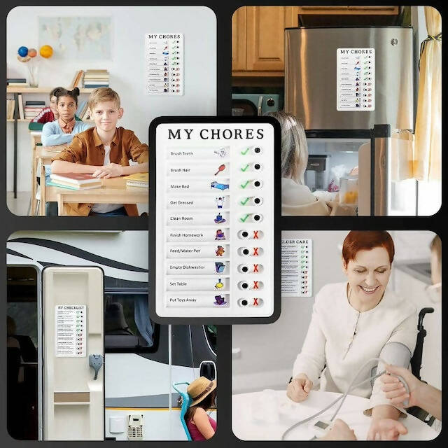 My Chores Kids Checklist Board for Children, Can be Edited to Suit Your Kids Daily Routine, Portable Memo Board