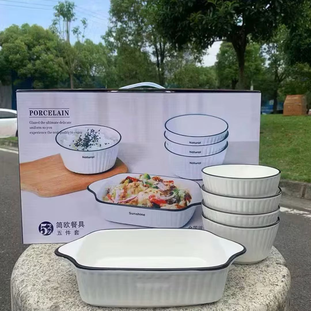 5pc Ceramic Bake & Serve Bowl Set