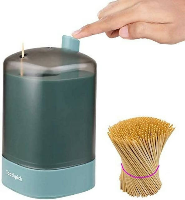 Automatic Toothpicks Holder, Toothpick Holder Dispenser with 100 Natural Wooden Tooth Cleaning Toothpicks, Quick Automatic Pop-Up Dispenser Holder, Toothpick Storage Box for Kitchen, Home, Restaurant