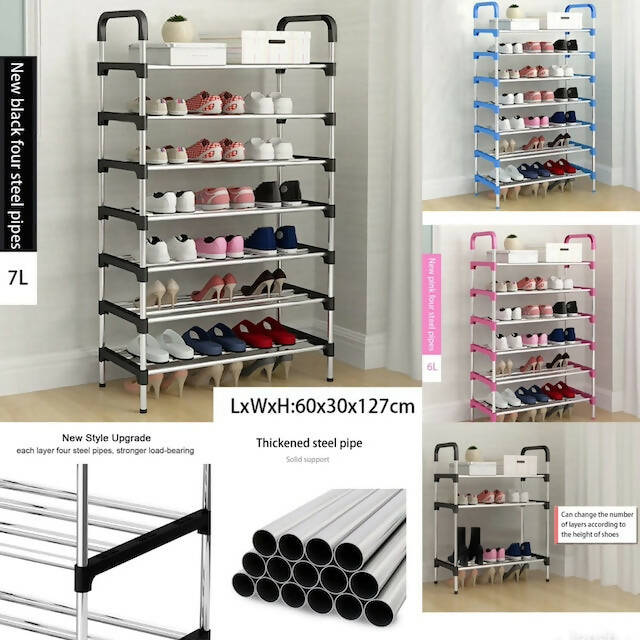 Urban Store Multi-Layer Shoe Rack: Stainless Steel Construction, Easy Assembly, Portable, 20 Pair Storage, Durable & Elegant