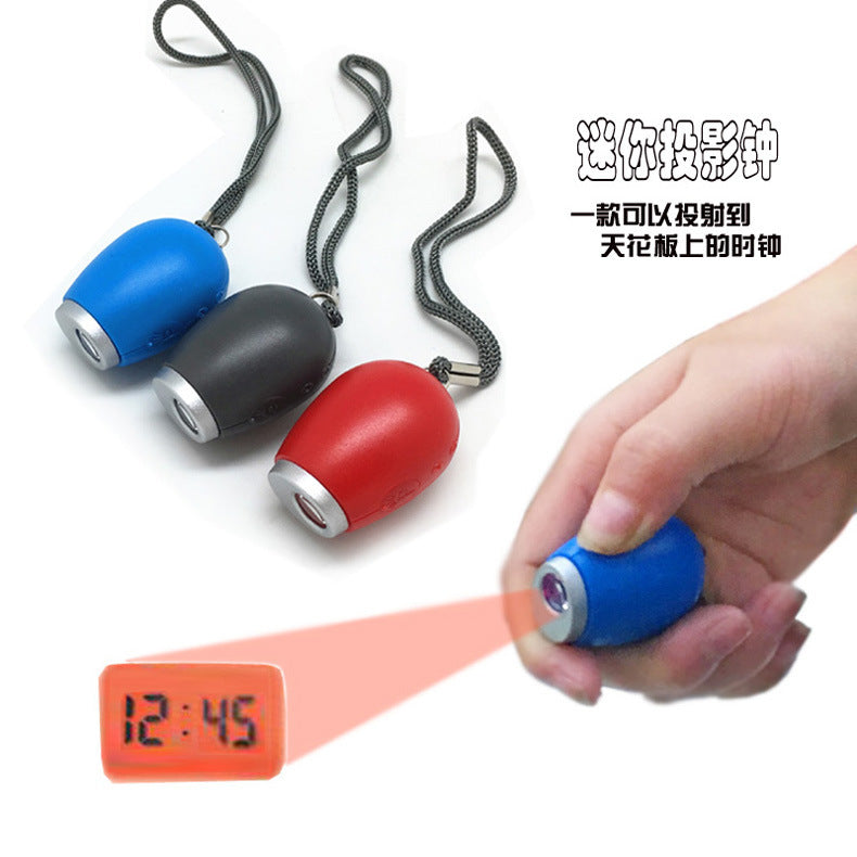 Portable Digital Projection Alarm Clock Key Chains Mini Projector LED Clock Carry Time Flashlight Clock Hanging Rope Table Decor