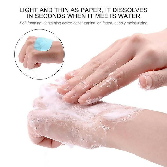 Mini Portable Disposable Paper Soap Flakes, Water Soluble Hand Washing Bath Scented Paper Soap for Outdoor, Camping, Hiking , 50 Pieces Per Box