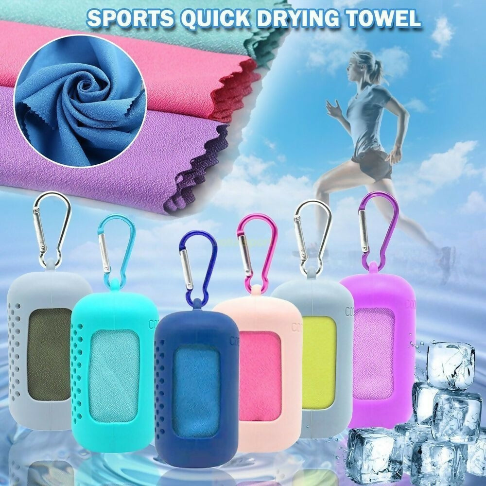 Portable sports Quick dry Cool towel in silicone pocket2