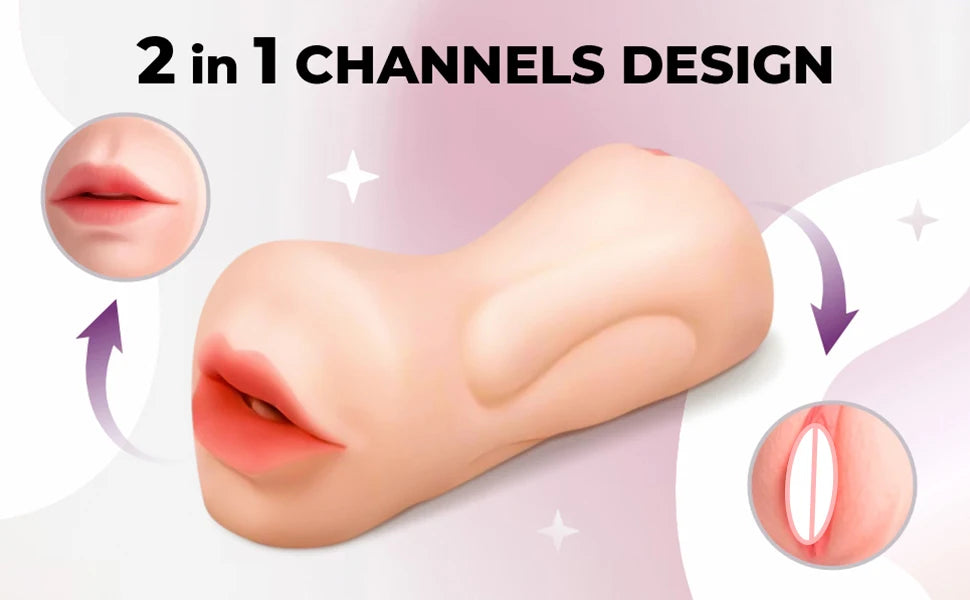 2 In 1 Male Masturbator Cup Artificial Vagina Pussy Tight Machine Deep Throat Vacuum Blowjob Silicone Erotic Sexual Toys for Men