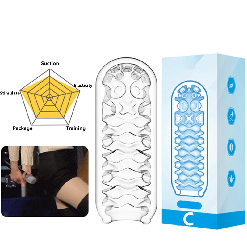 Transparent Male Masturbate Cup Penis Sex Toys for Men Endurance Exercise Soft Pussy Aircraft Cup Artificial Vagina Cock Sleeve