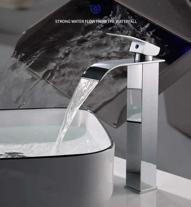 Waterfall Wash Basin Stainless Steel High And Low Faucet Black Hot And Cold Toilet Wash Basin Bathroom Home