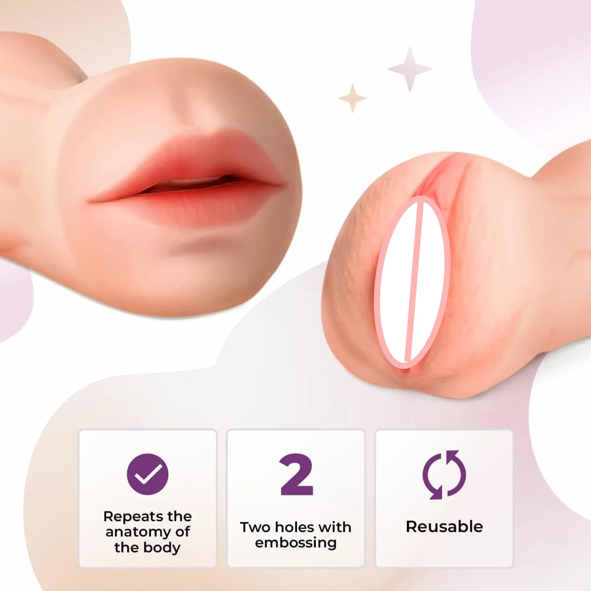 2 In 1 Male Masturbator Cup Artificial Vagina Pussy Tight Machine Deep Throat Vacuum Blowjob Silicone Erotic Sexual Toys for Men
