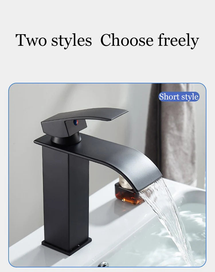 Waterfall Wash Basin Stainless Steel High And Low Faucet Black Hot And Cold Toilet Wash Basin Bathroom Home