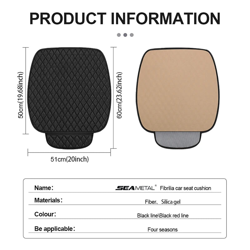 SEAMETAL 1Pc Flax Car Front Seat Cover Breathable Linen Car Seat Cushion Anti Slip Auto Chair Protector Universal for Sedan Suv