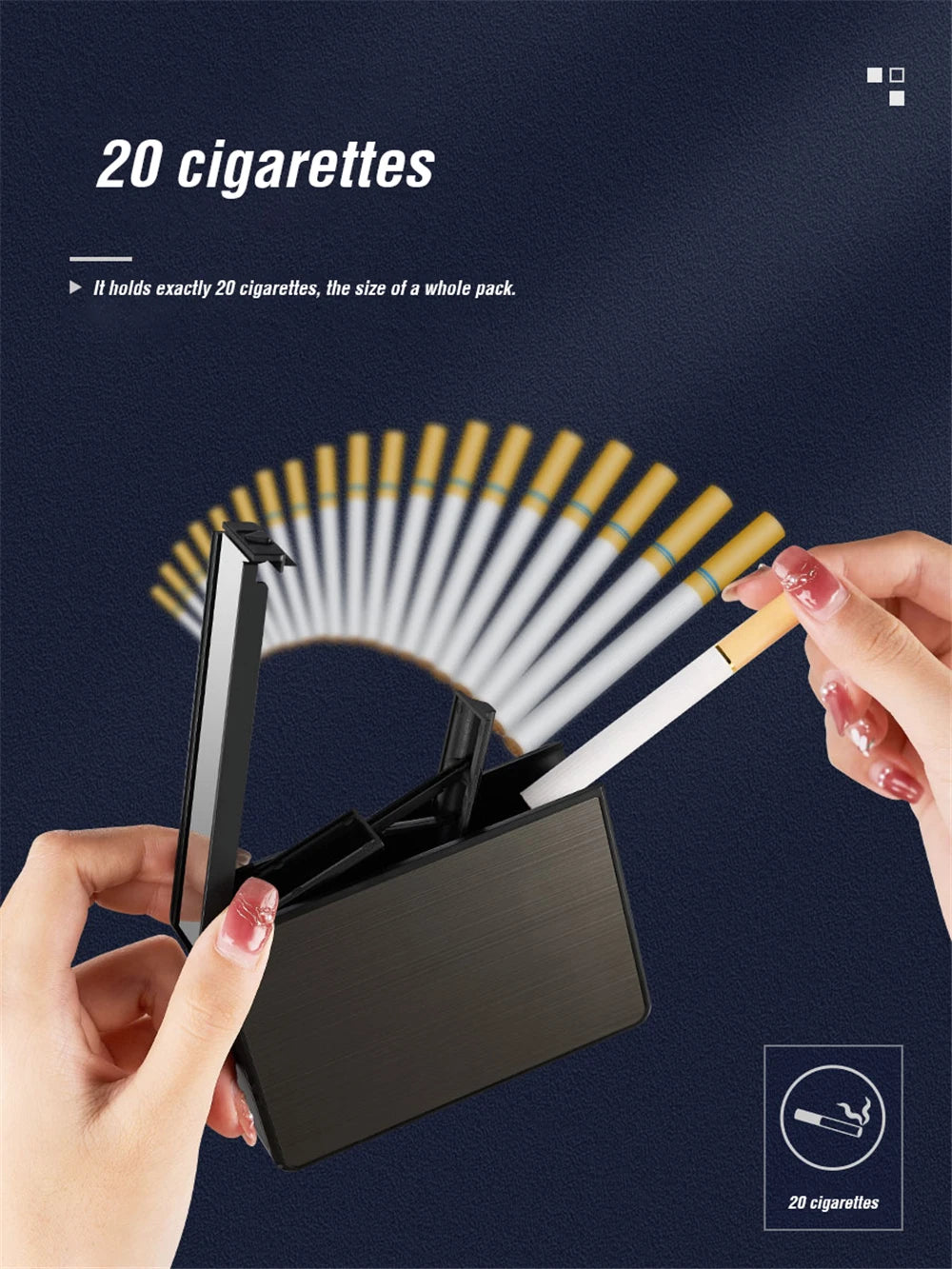 Portable Automatic Cigarette Case Waterproof Metal Cigarette Box 20pcs Capacity Cigarette Holder Case Not Lighter Gadget For Men