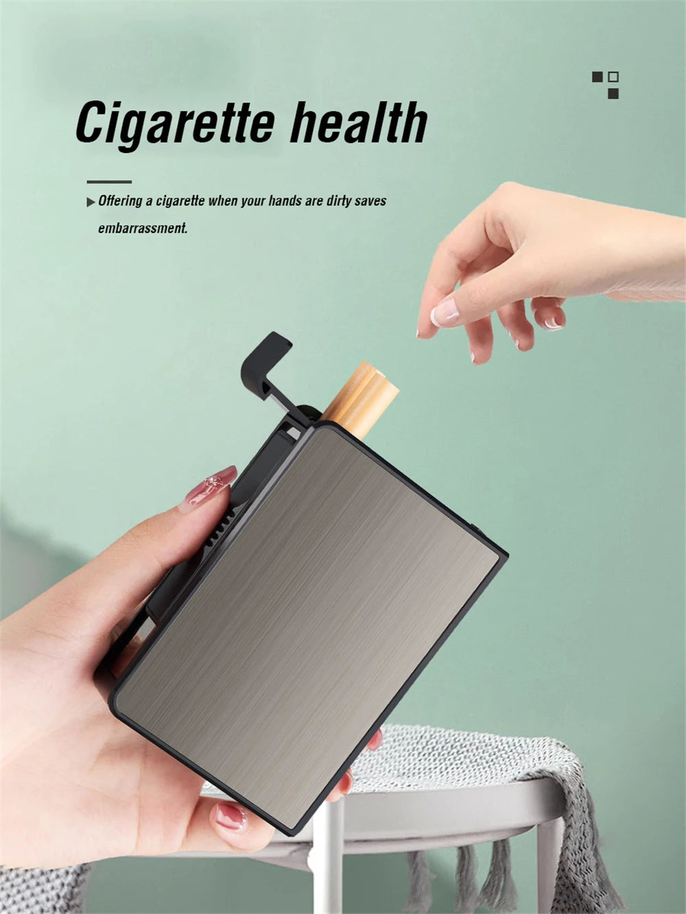 Portable Automatic Cigarette Case Waterproof Metal Cigarette Box 20pcs Capacity Cigarette Holder Case Not Lighter Gadget For Men