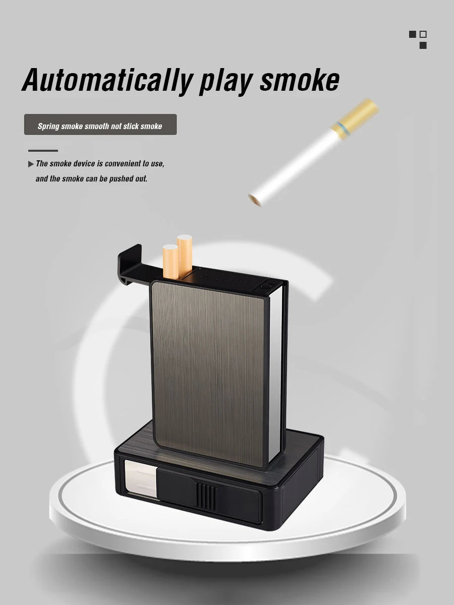 Portable Automatic Cigarette Case Waterproof Metal Cigarette Box 20pcs Capacity Cigarette Holder Case Not Lighter Gadget For Men