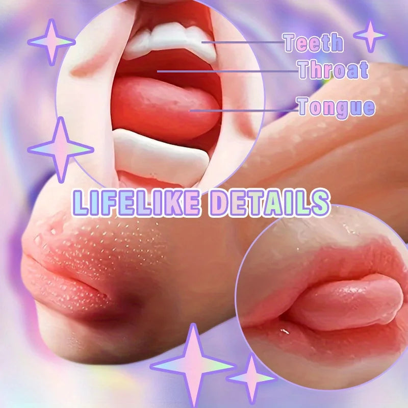 2 In 1 Male Masturbator Cup Artificial Vagina Pussy Tight Machine Deep Throat Vacuum Blowjob Silicone Erotic Sexual Toys for Men