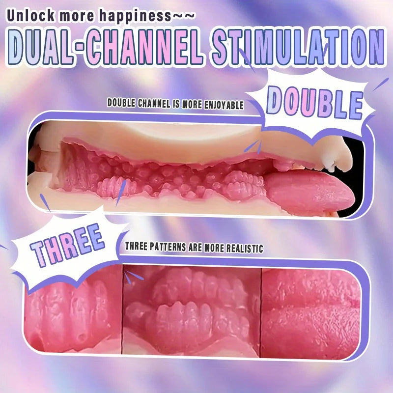 2 In 1 Male Masturbator Cup Artificial Vagina Pussy Tight Machine Deep Throat Vacuum Blowjob Silicone Erotic Sexual Toys for Men