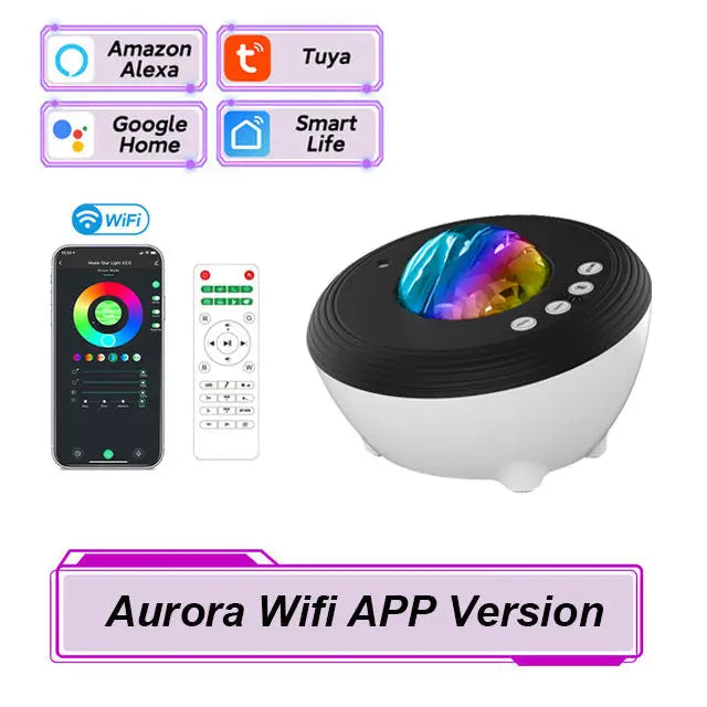 Star Projector LED Aurora Projector Bluetooth Speaker Night Light White Noise Galaxy Projector For Bedroom Kids Decoration Home