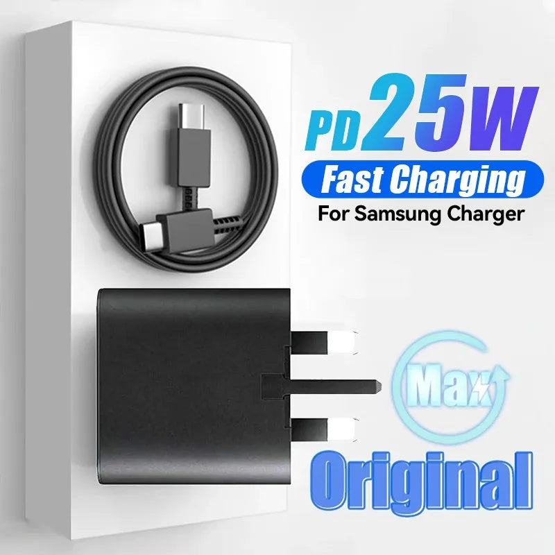 PD 25W USB C Charger Quick Charge 3.0 Super Fast Charging With Type C Cable For Samsung Galaxy S23 S22 S21Ultra Note 20