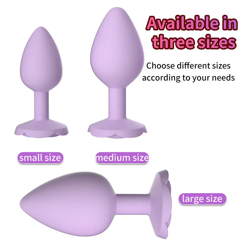 Rose Anal Plug 3 Size Silicone Butt Plugs Stimulator Anal Sex Toys Prostate Massager Anal Trainer Sex Toys for Men Women Couples