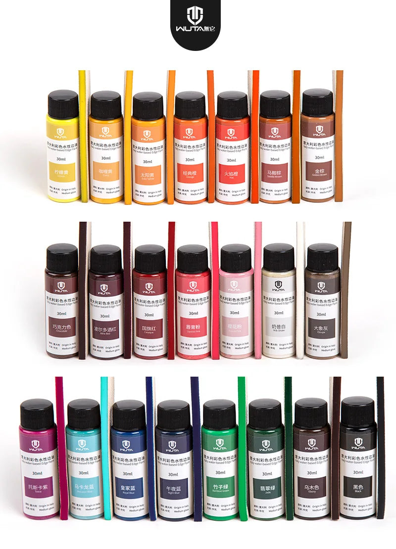 WUTA 30ml Professional Leather Edge Paint Oil Dye Edge Dressing Color Coats Leather Finish Supplies DIY Craft Leather Shoe Edges