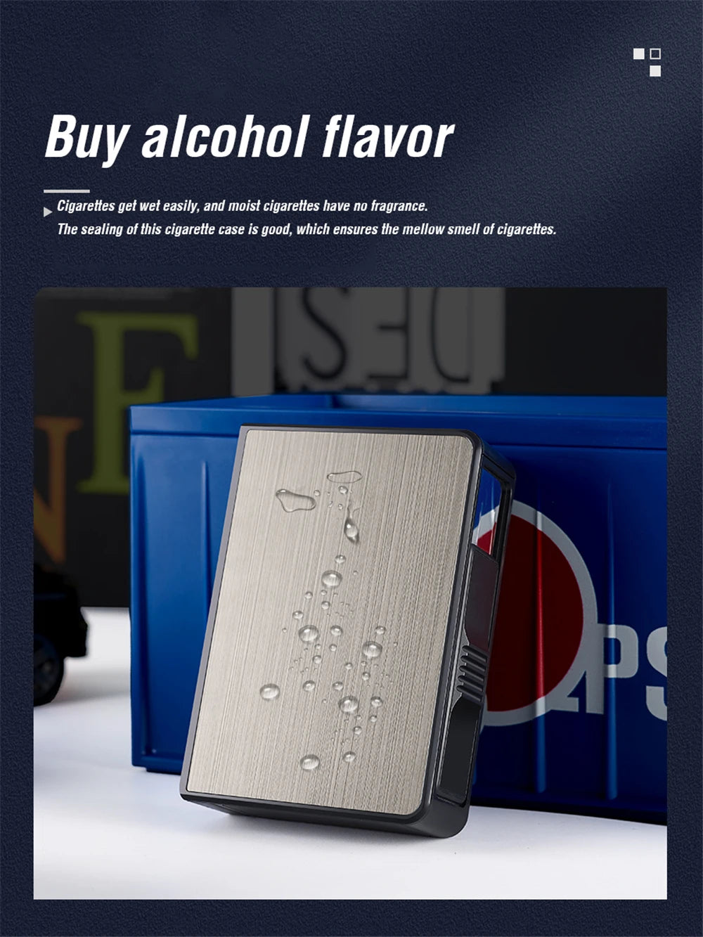 Portable Automatic Cigarette Case Waterproof Metal Cigarette Box 20pcs Capacity Cigarette Holder Case Not Lighter Gadget For Men