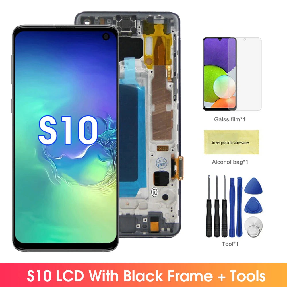 Screen for Samsung Galaxy S10 Plus S10+ G975 G975F Lcd Display Digital Touch Screen with Frame for Samsung Galaxy S10 Assembly