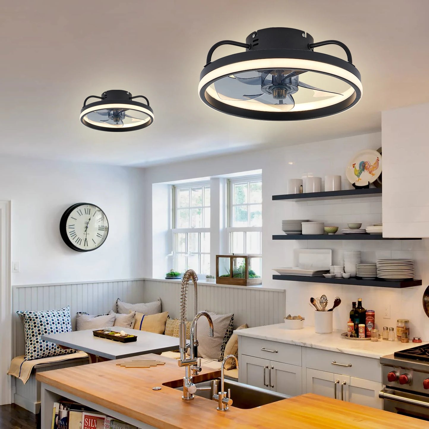 Modern LED ceiling fan with adjustable two-way blade timer and remote control tri-color adjustable bedroom living room kitchen