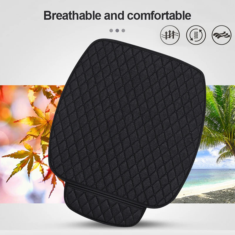 SEAMETAL 1Pc Flax Car Front Seat Cover Breathable Linen Car Seat Cushion Anti Slip Auto Chair Protector Universal for Sedan Suv