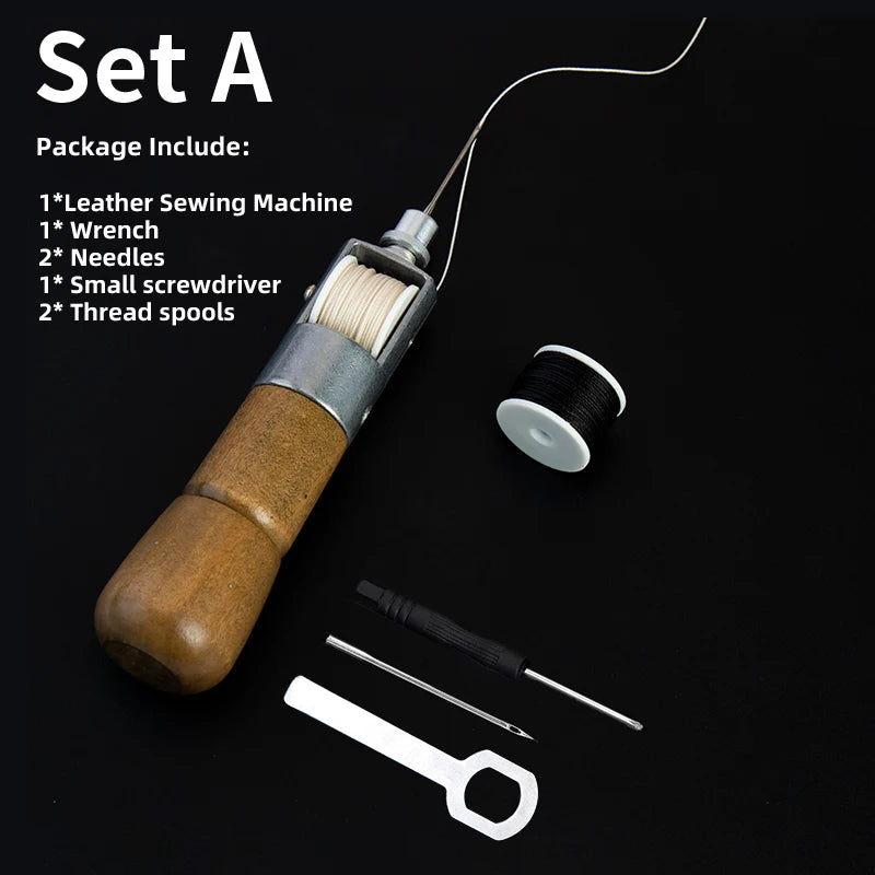 WUTA Leather Sewing Awl Thread Kit Speedy Stitcher Hand Sewing Machine Tools Kit Leather Craft Stitching Shoemaker Canvas Repair