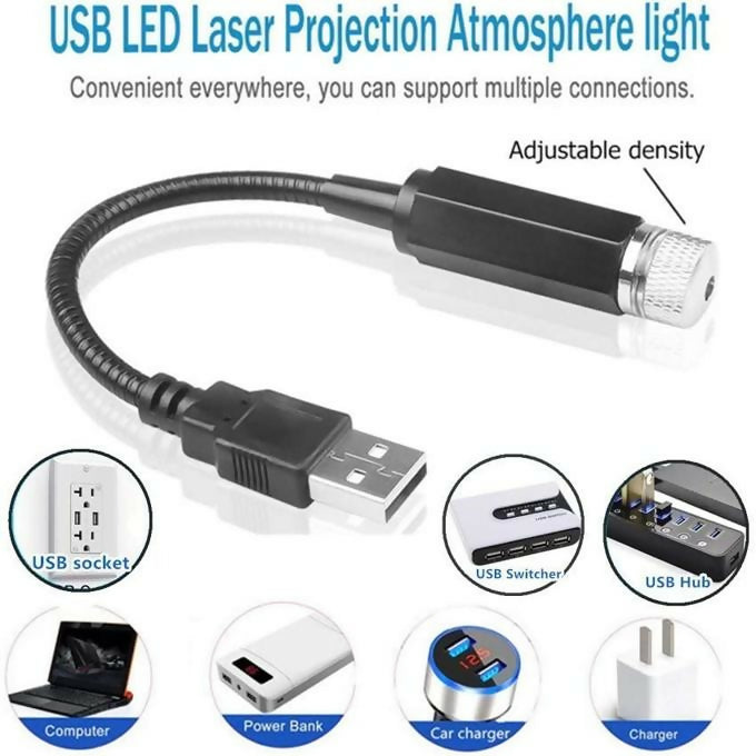 LED Car Roof Star Night Light Projector Atmosphere Galaxy Lamp USB Decorative Lamp