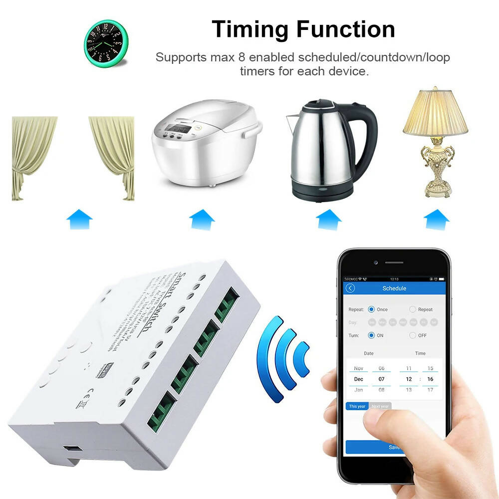 Tuya Smart Wifi Motor Switch Module 5V 12V 32V 220V RF 433 Radio Remote Control 4 Channels Inching Relay for Alexa Google Home
