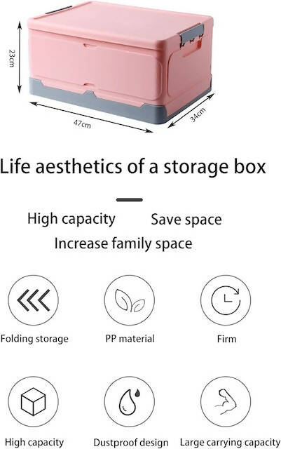Foldable Multipurpose Storage Box with Lid, Clothes Storage Box with Handle, Stackable and Space Saving Organizing Box for Under Bed