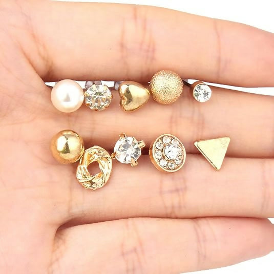 Fashion 12 Pairs Earrings Zircon Crystal Heart Triangle