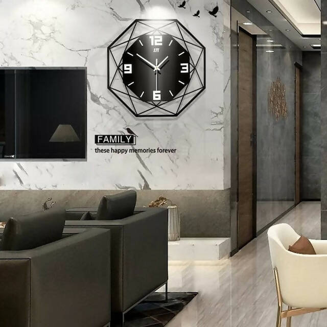 Luxury Wall Clock with 3 Hooks, No TickTok Sound, Free Extra Minute/Hour Hands