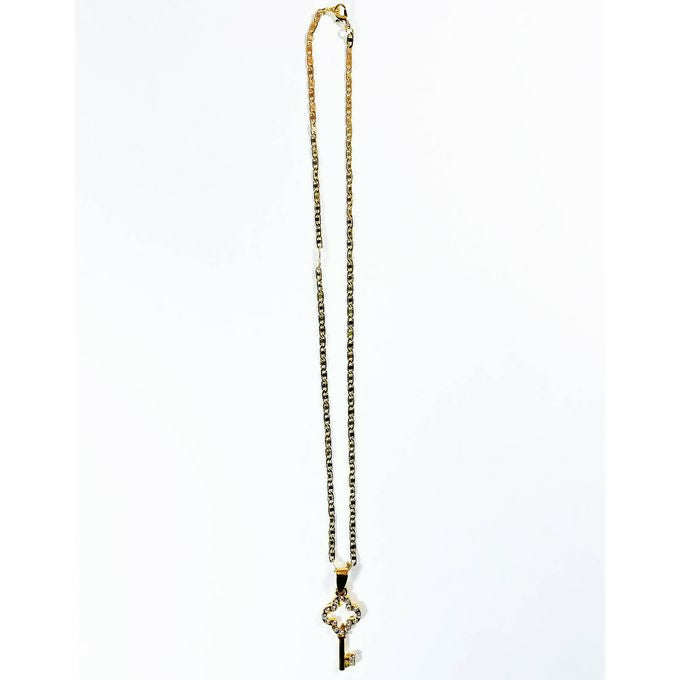 Fashion Yellow Gold Over Diamond Iced Key Pendant Charm