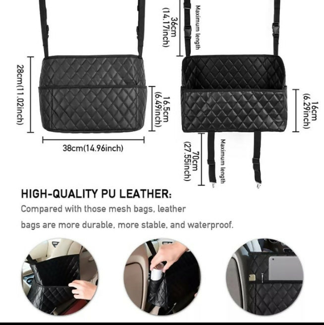 High quality PU leather car in between seat organizer