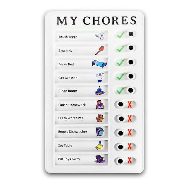 My Chores Kids Checklist Board for Children, Can be Edited to Suit Your Kids Daily Routine, Portable Memo Board