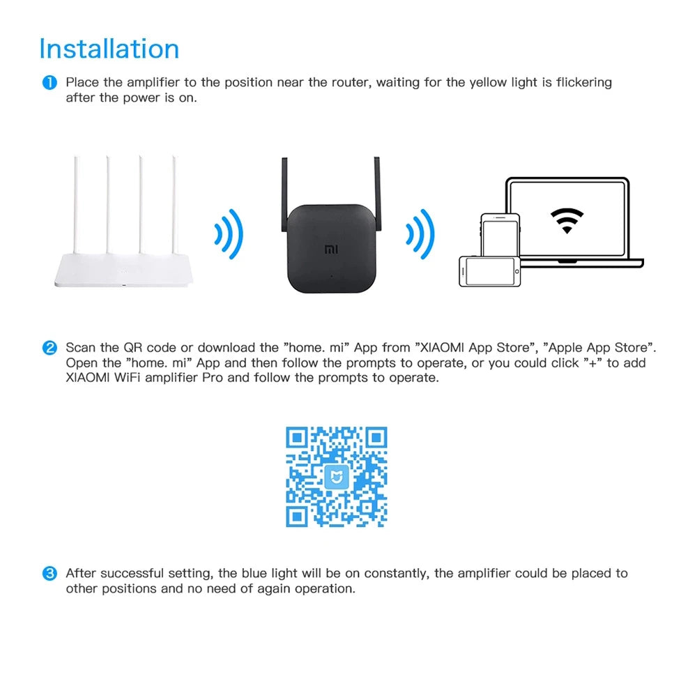New Original Xiaomi Wifi Amplifier Pro 300M 2.4G Repeater Network Expander Range Extender Roteader Mi Wireless Wi-Fi Router